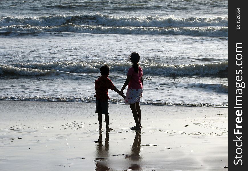 Kids playing on a Beach