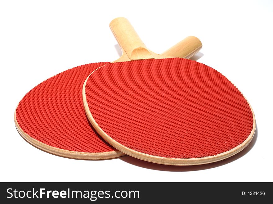 Red wooden Ping Pong Paddles isolation