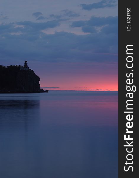 Split Rock Lighthouse at sunrise from Little Two Harbors