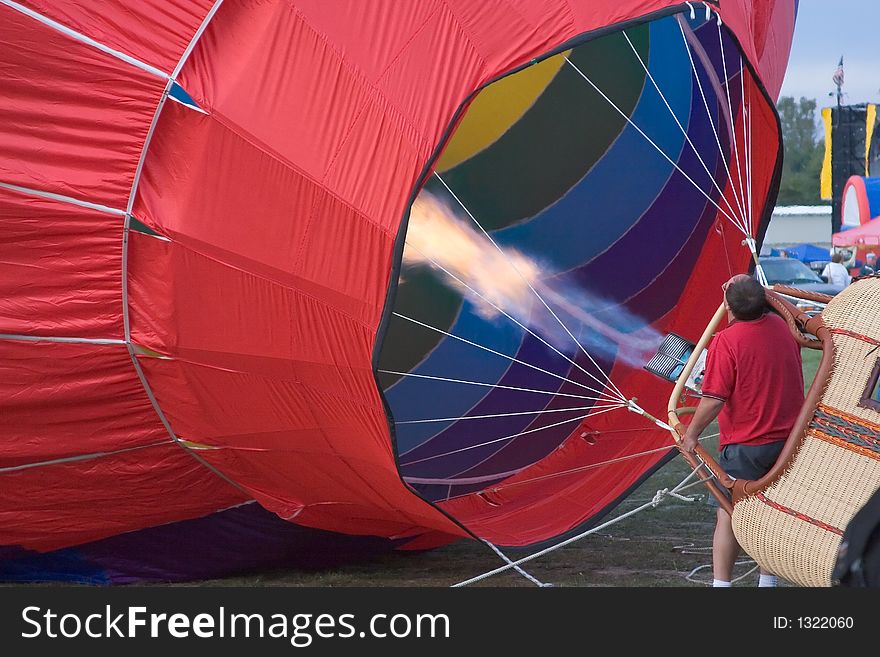 Inflating Hot Air Balloon