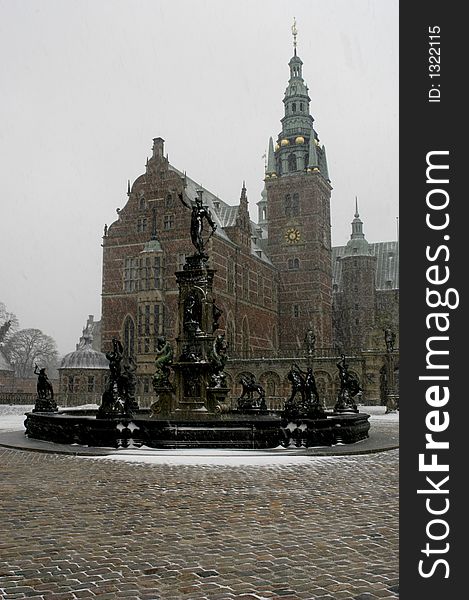 Winter picture of Castle of Christiansborg, Copenhagen, Denmark.