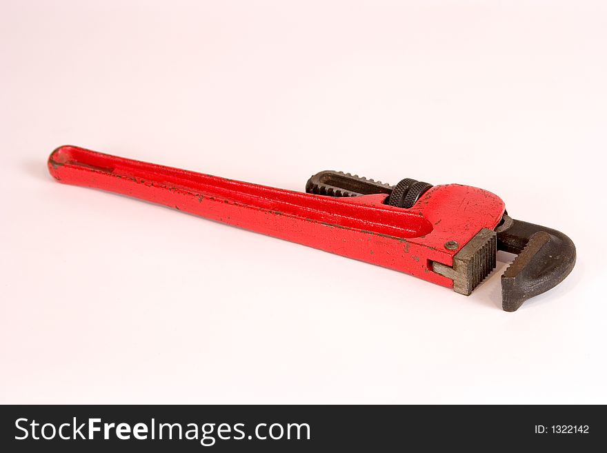 Isolated View of Used Pipe Wrench