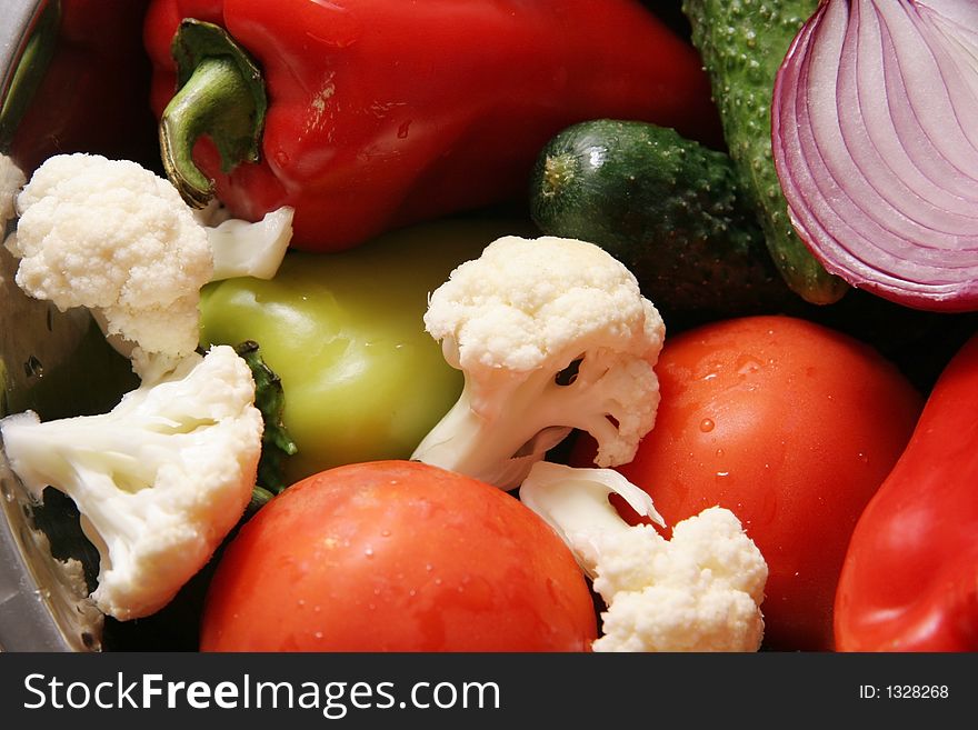 Different vegetables in the bowl. Different vegetables in the bowl.