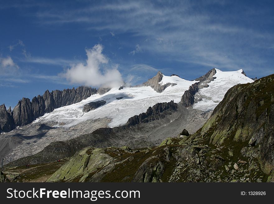 Glacier Mountain Range with Blue sky. Glacier Mountain Range with Blue sky