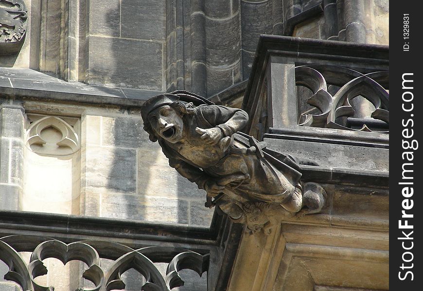 Gargoyle of Saint Vitus Cathedral in Old Prague, Czech Republic