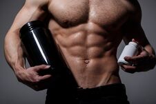 Doping, Anabolic, Protein, Steroid, Sport Vitamin, Bodybuilder And Bodybuilding. Muscles Strong, Muscular. Dieting Stock Images
