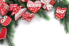 Christmas Decoration - Gifts, Stars, Owles And Hearts On White Background Royalty Free Stock Images Christmas Decoration - Gifts, Stars, Owles And Hearts On White Background Royalty Free Stock Images