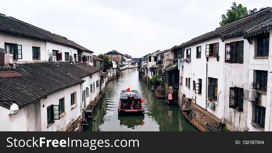 Waterway, Town, Water, Canal