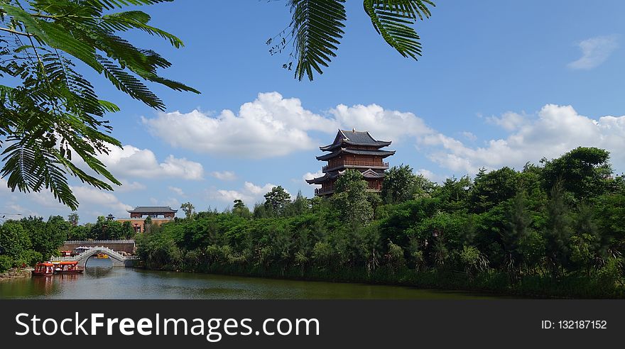 Waterway, Sky, Landmark, Chinese Architecture