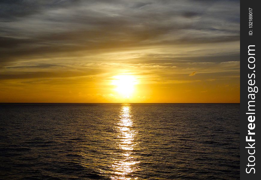 Horizon, Sea, Sky, Sunset