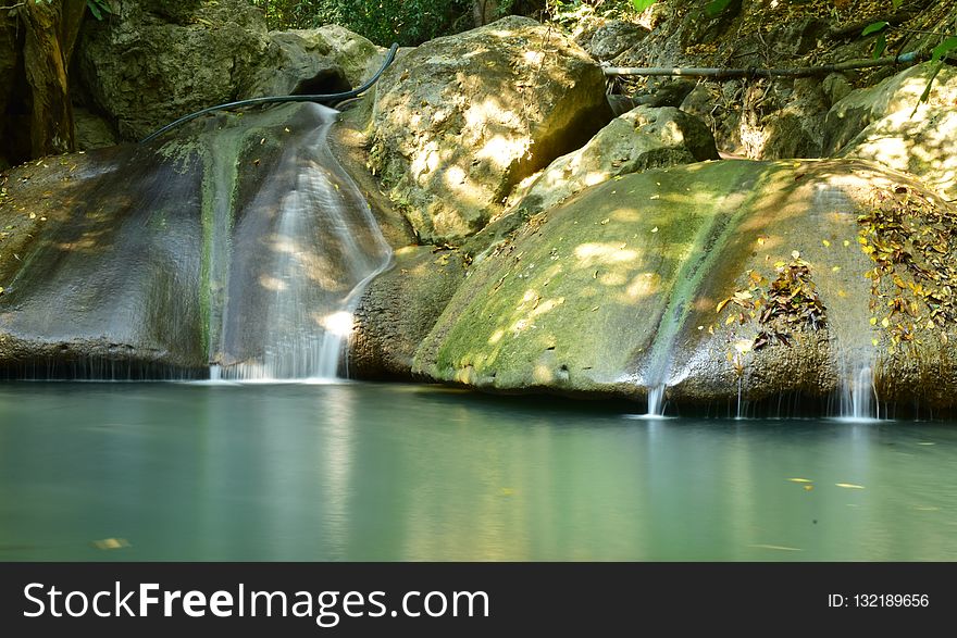 Waterfall, Water, Nature, Green