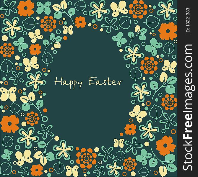 Postcard with Easter egg wich contour consist of tracery patterns. Postcard with Easter egg wich contour consist of tracery patterns.