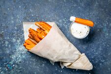 Healthy Fries Alternative - Carrot Fries, Chips Royalty Free Stock Photo