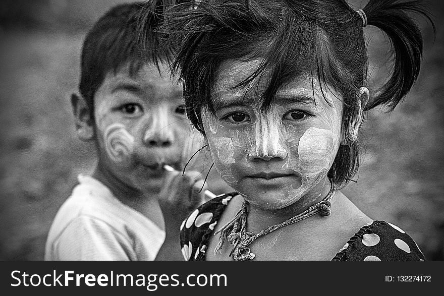 Face, Person, Facial Expression, Black And White