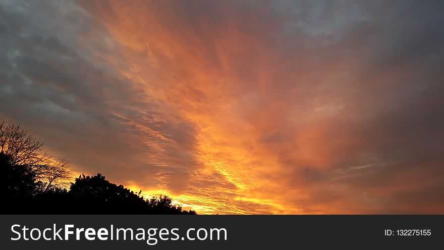 Sky, Afterglow, Red Sky At Morning, Dawn