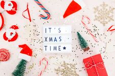 New Year Or Christmas Decoration Flat Lay Royalty Free Stock Images