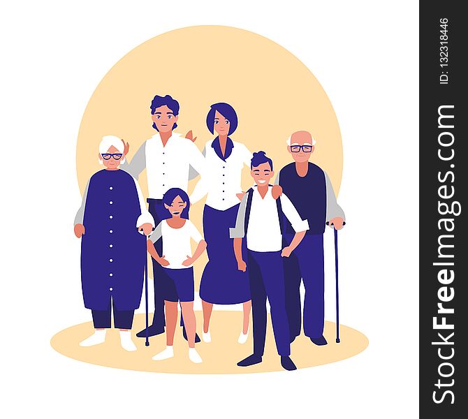 Group of family members characters vector illustration design