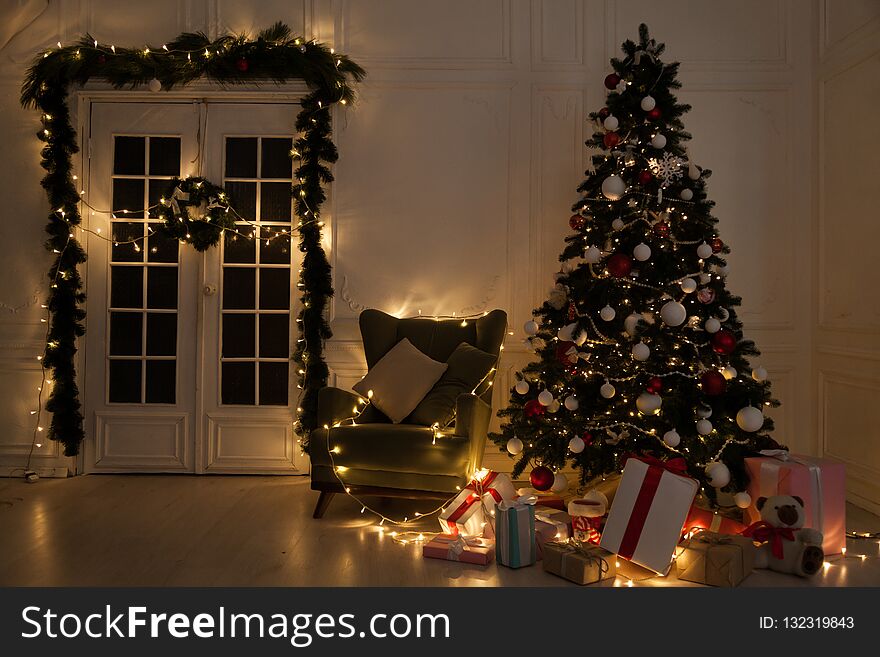 Christmas Interior home Christmas tree and gifts new year Garland