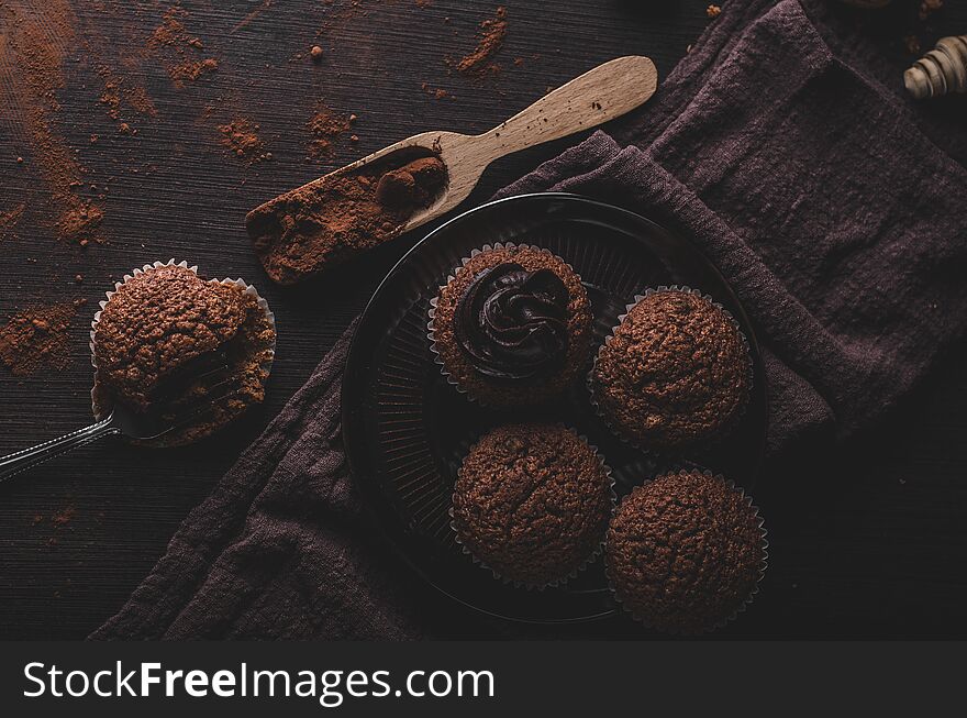 Chocolate muffins photography, vintage food photography, delish dessert