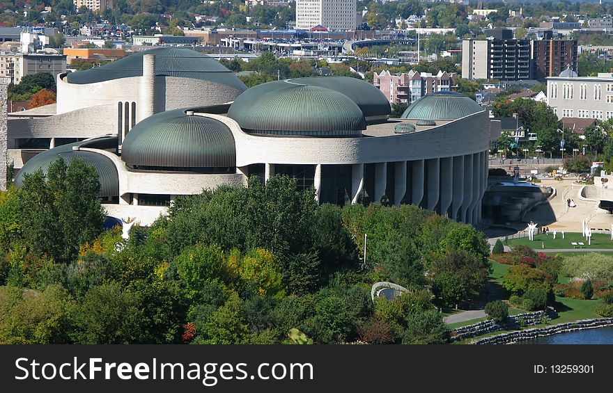 City of hull gatineau view from ottawa with museum. City of hull gatineau view from ottawa with museum