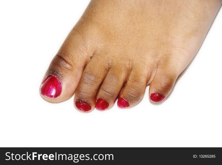 Close-up of left foot with nail polish. Close-up of left foot with nail polish