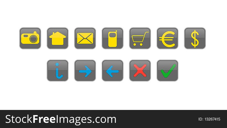 Website and internet icons buttons