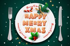 Merry Christmas And Happy New Year 2019, Christmas Dinner, Vector Illustration. Stock Images