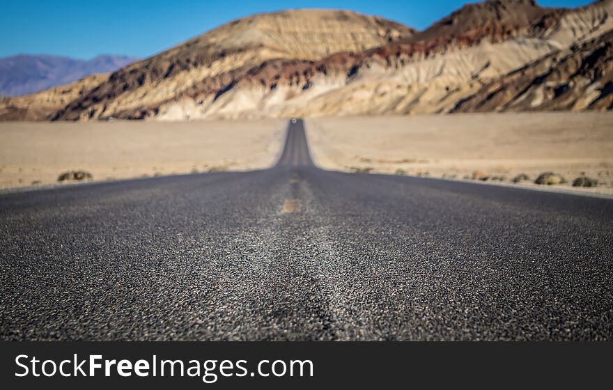 Lonely road in death valley national park in california