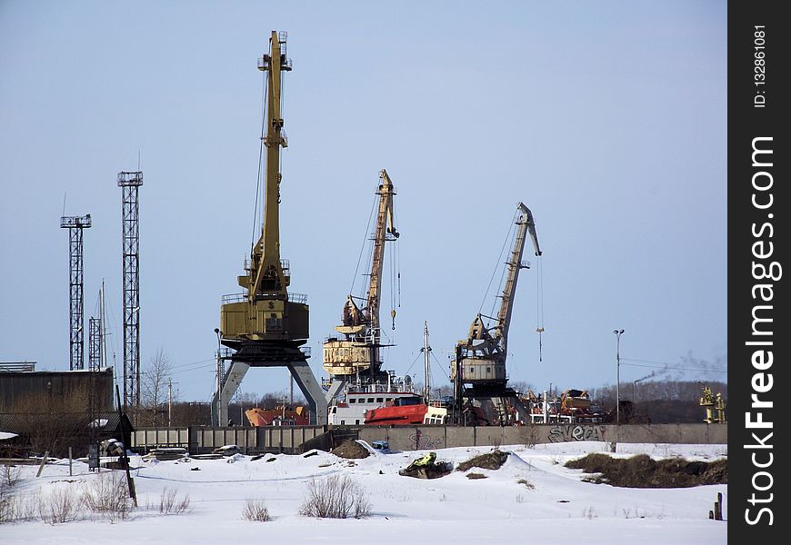 Industry, Winter, Drilling Rig, Snow