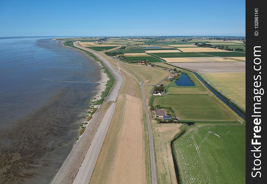 Waterway, Aerial Photography, Bird S Eye View, Estuary