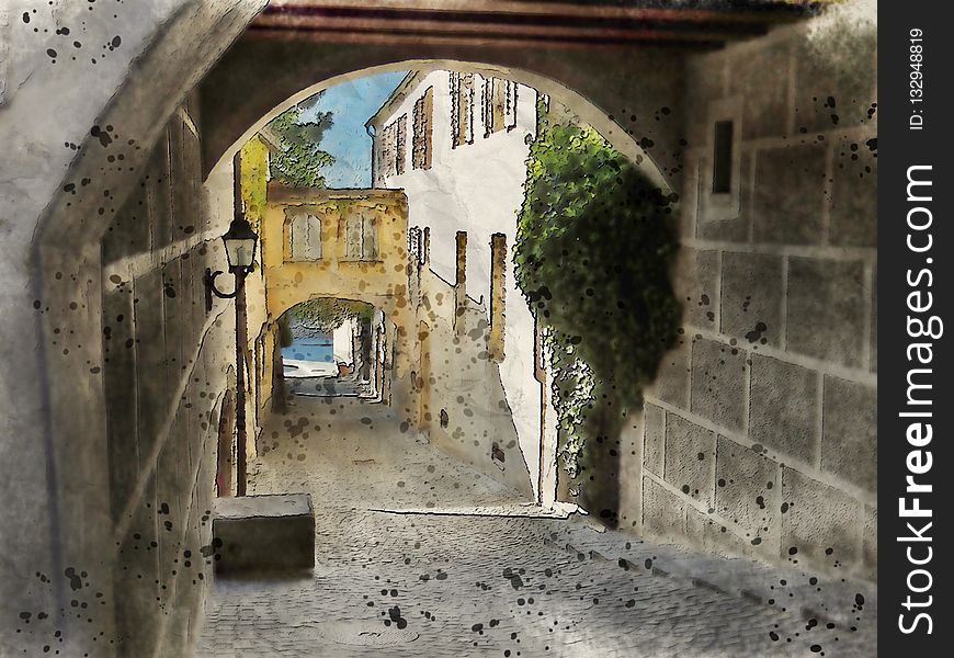 Arch, Town, Ruins, Wall