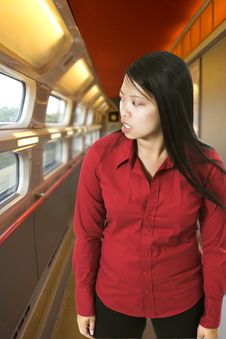 Woman In High Speed Train Stock Photos Woman In High Speed Train Stock Photos