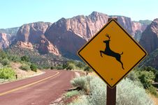Deer Ahead Road Sign Stock Image Deer Ahead Road Sign Stock Image