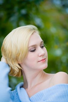 Beautiful Yong Blonde Girl With Blue Eyes Combing Her Hair Royalty Free Stock Photo Beautiful Yong Blonde Girl With Blue Eyes Combing Her Hair Royalty Free Stock Photo