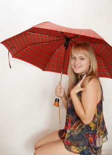 Young Woman With Umbrella Stock Photos