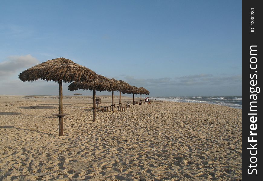 Small huts in the beach