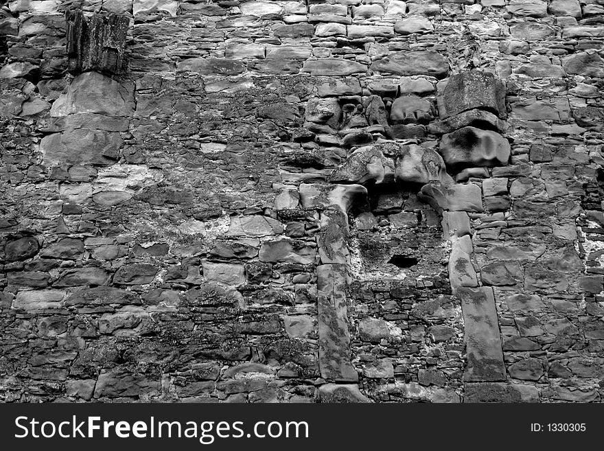 Limestone wall in a fortified church in romania