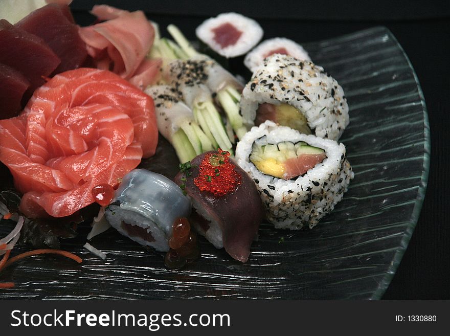 Oriental Sushi Sashimi seafood Dish. Oriental Sushi Sashimi seafood Dish