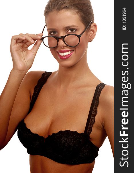 Girl With Glasses and a bra. Girl With Glasses and a bra