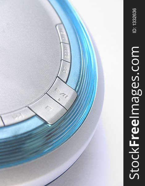 Futuristic shapes of blue and silver cd player. Futuristic shapes of blue and silver cd player