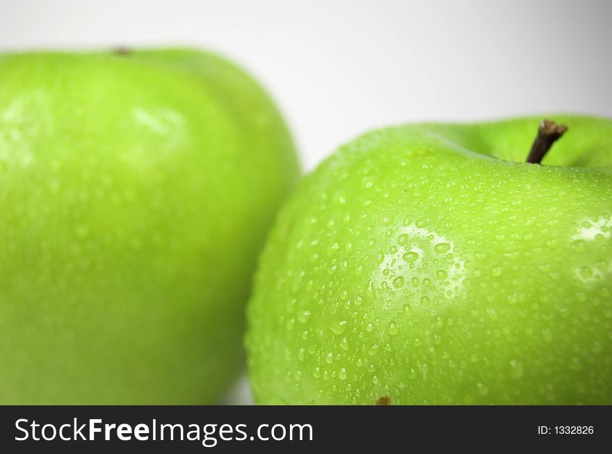 Green apple on white background