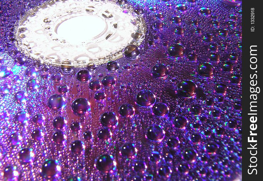 Wet data - water drops on a surface of compact disc