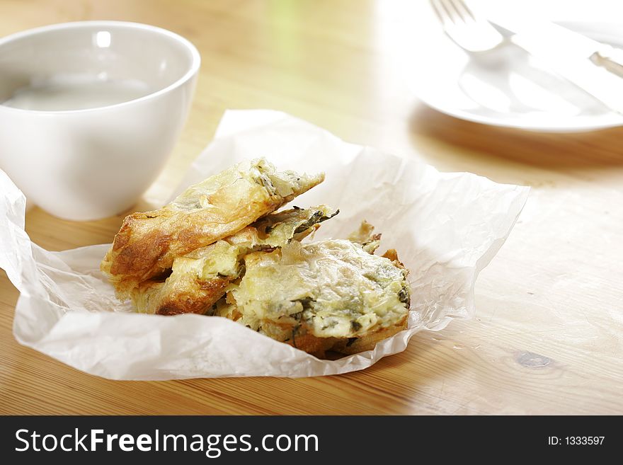 Puff pastry stuffed with spinach