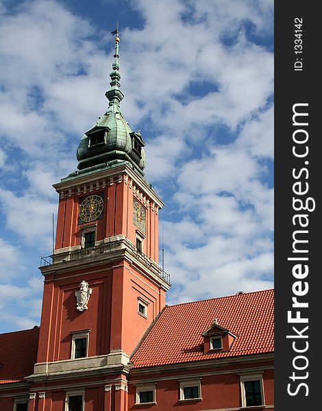 The clocktower of the Royal Palac (Palac Krolewski) in Warsaw, Poland. The clocktower of the Royal Palac (Palac Krolewski) in Warsaw, Poland