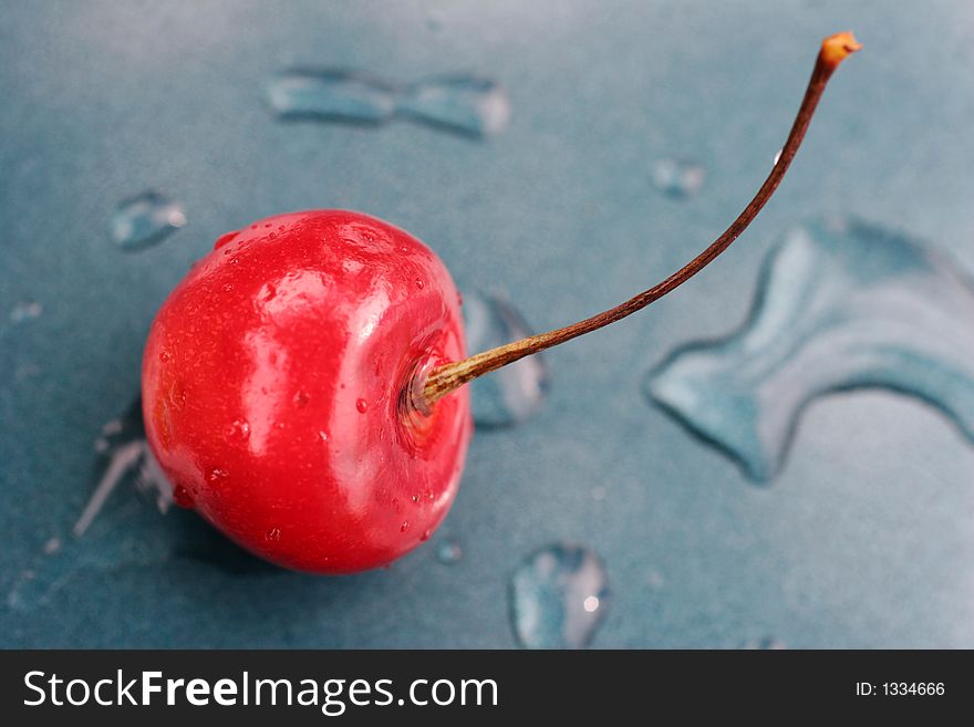 Fresh sweet cherry and drops of water. Fresh sweet cherry and drops of water