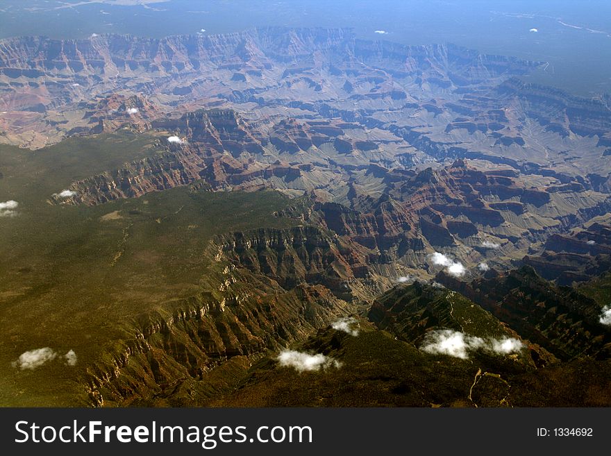 Grand canyon with white cumulus clouds. Grand canyon with white cumulus clouds