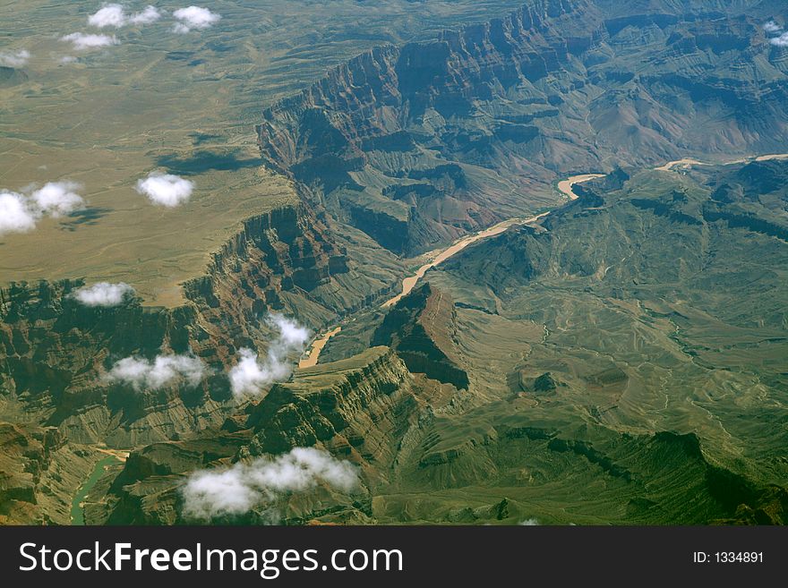 Grand canyon valley with clouds