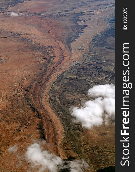 Dried valley aerial view in Colorado state