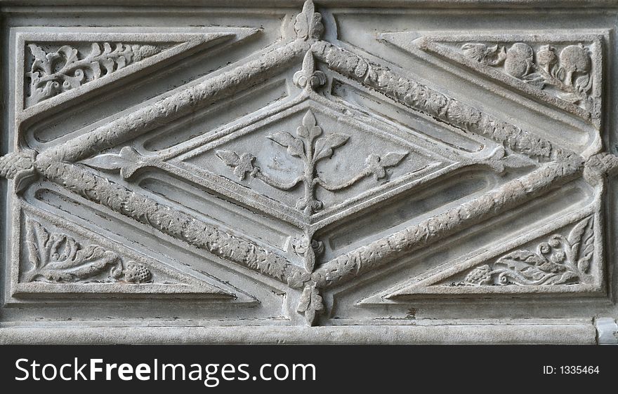 Ancient frame stone of Venice Italy