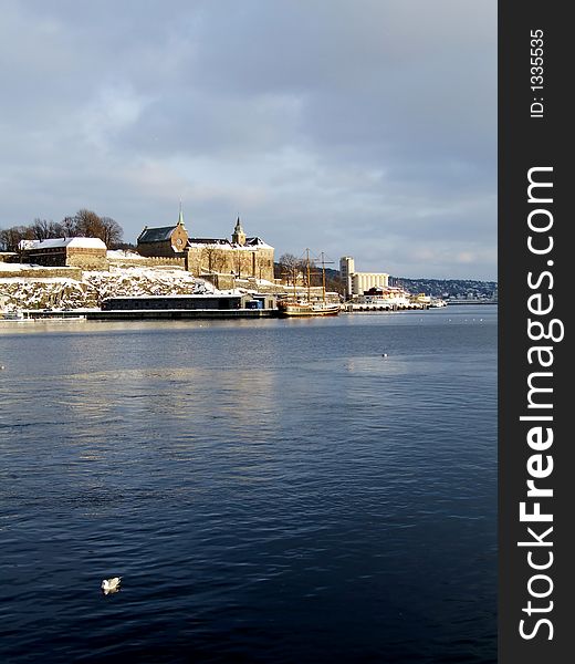 Winter view to Akershus Fortress in Oslo. Winter view to Akershus Fortress in Oslo.